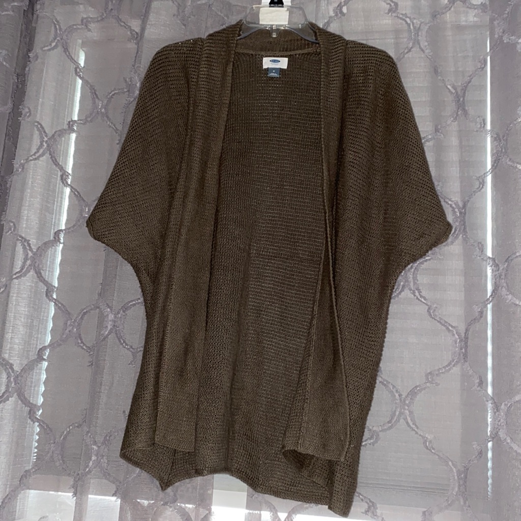 Army Green Cardigan With Short Sleeves